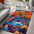 Hawaiian Lei Day Area Rug Dolphins with Colorful Corals and Romantic Sunset