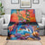 Hawaiian Lei Day Blanket Dolphins with Colorful Corals and Romantic Sunset