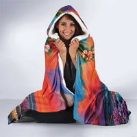 Hawaiian Lei Day Hooded Blanket Dolphins with Colorful Corals and Romantic Sunset LT03 - Polynesian Pride