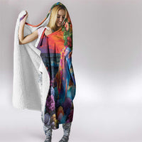 Hawaiian Lei Day Hooded Blanket Dolphins with Colorful Corals and Romantic Sunset LT03 - Polynesian Pride