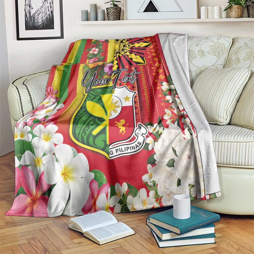 Personalised Hawaii and Philippines Together Blanket The Emblems with Cultural Symbols Green-Yellow-Red Tricolor