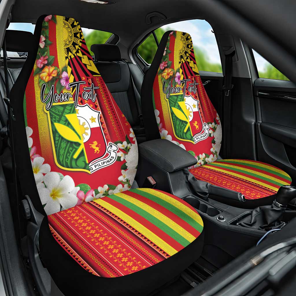 Personalised Hawaii and Philippines Together Car Seat Cover The Emblems with Cultural Symbols Green-Yellow-Red Tricolor