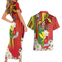 Personalised Hawaii and Philippines Together Couples Matching Short Sleeve Bodycon Dress and Hawaiian Shirt The Emblems with Cultural Symbols Green-Yellow-Red Tricolor