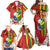 Personalised Hawaii and Philippines Together Family Matching Off Shoulder Maxi Dress and Hawaiian Shirt The Emblems with Cultural Symbols Green-Yellow-Red Tricolor