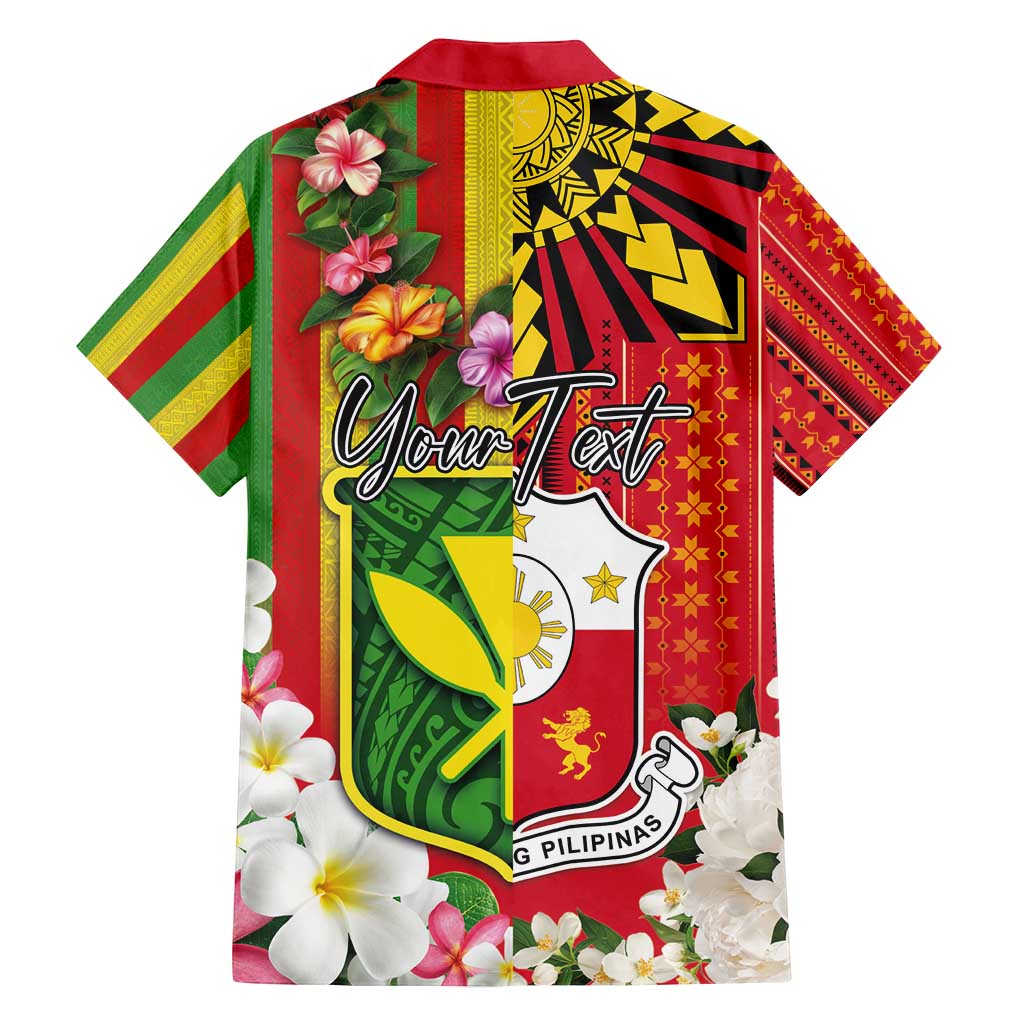 Personalised Hawaii and Philippines Together Family Matching Tank Maxi Dress and Hawaiian Shirt The Emblems with Cultural Symbols Green-Yellow-Red Tricolor