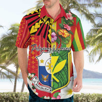Personalised Hawaii and Philippines Together Hawaiian Shirt The Emblems with Cultural Symbols Green-Yellow-Red Tricolor