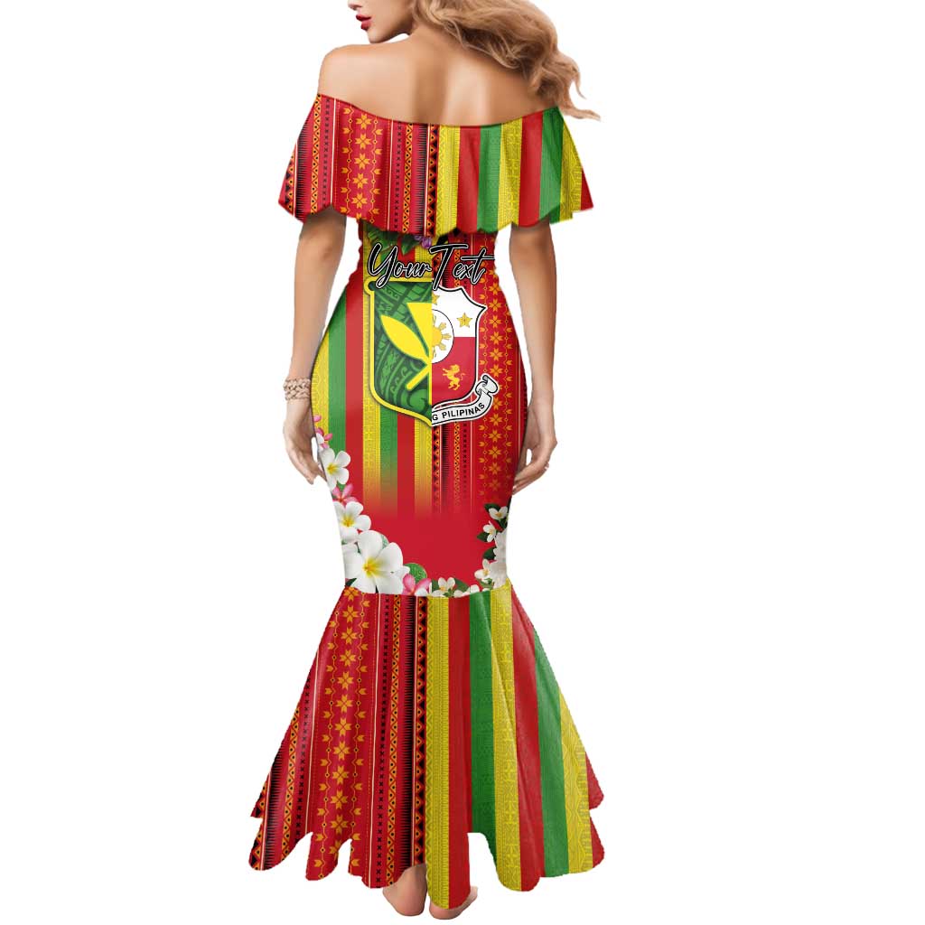 Personalised Hawaii and Philippines Together Mermaid Dress The Emblems with Cultural Symbols Green-Yellow-Red Tricolor