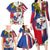 Personalised Hawaii and Philippines Together Family Matching Long Sleeve Bodycon Dress and Hawaiian Shirt The Emblems with Cultural Symbols Blue-White-Red Tricolor