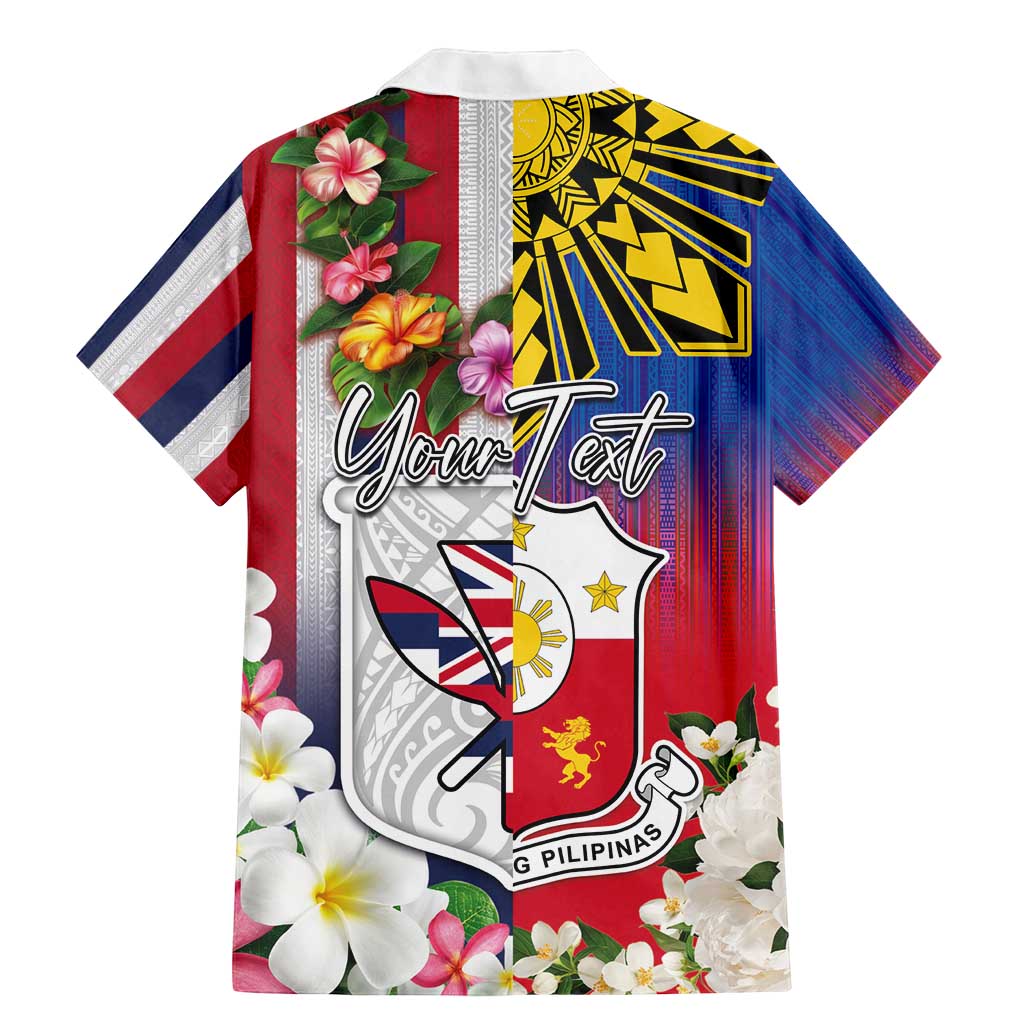 Personalised Hawaii and Philippines Together Family Matching Mermaid Dress and Hawaiian Shirt The Emblems with Cultural Symbols Blue-White-Red Tricolor