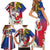 Personalised Hawaii and Philippines Together Family Matching Short Sleeve Bodycon Dress and Hawaiian Shirt The Emblems with Cultural Symbols Blue-White-Red Tricolor