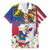 Personalised Hawaii and Philippines Together Family Matching Short Sleeve Bodycon Dress and Hawaiian Shirt The Emblems with Cultural Symbols Blue-White-Red Tricolor