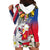 Personalised Hawaii and Philippines Together Hoodie Dress The Emblems with Cultural Symbols Blue-White-Red Tricolor