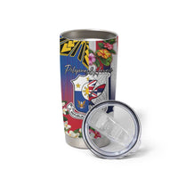 Personalised Hawaii and Philippines Together Tumbler Cup The Emblems with Cultural Symbols Blue-Red Gradient