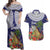 Bula Fiji Crested Iguana Couples Matching Off Shoulder Maxi Dress and Hawaiian Shirt Tagimaucia Tapa Tribal Blue Color LT03 Blue - Polynesian Pride