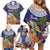 Bula Fiji Crested Iguana Family Matching Off Shoulder Short Dress and Hawaiian Shirt Tagimaucia Tapa Tribal Blue Color LT03 - Polynesian Pride