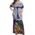 Bula Fiji Crested Iguana Off Shoulder Maxi Dress Tagimaucia Tapa Tribal Blue Color LT03 Women Blue - Polynesian Pride