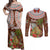 Bula Fiji Crested Iguana Couples Matching Off Shoulder Maxi Dress and Long Sleeve Button Shirt Tagimaucia Tapa Tribal Brown Color LT03 Brown - Polynesian Pride