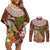 Bula Fiji Crested Iguana Couples Matching Off Shoulder Short Dress and Long Sleeve Button Shirt Tagimaucia Tapa Tribal Brown Color LT03 Brown - Polynesian Pride