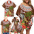 Bula Fiji Crested Iguana Family Matching Off Shoulder Short Dress and Hawaiian Shirt Tagimaucia Tapa Tribal Brown Color LT03 - Polynesian Pride