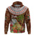 Bula Fiji Crested Iguana Hoodie Tagimaucia Tapa Tribal Brown Color LT03 Pullover Hoodie Brown - Polynesian Pride