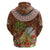 Bula Fiji Crested Iguana Hoodie Tagimaucia Tapa Tribal Brown Color LT03 - Polynesian Pride