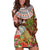 Bula Fiji Crested Iguana Hoodie Dress Tagimaucia Tapa Tribal Brown Color LT03 Brown - Polynesian Pride