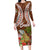 Bula Fiji Crested Iguana Long Sleeve Bodycon Dress Tagimaucia Tapa Tribal Brown Color LT03 Long Dress Brown - Polynesian Pride