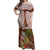 Bula Fiji Crested Iguana Off Shoulder Maxi Dress Tagimaucia Tapa Tribal Brown Color LT03 Women Brown - Polynesian Pride