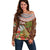 Bula Fiji Crested Iguana Off Shoulder Sweater Tagimaucia Tapa Tribal Brown Color LT03 Women Brown - Polynesian Pride