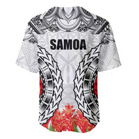 Samoa Siapo Ula Fala Baseball Jersey With Ginger Plant White Color LT03 - Polynesian Pride
