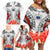 Samoa Siapo Ula Fala Family Matching Off Shoulder Short Dress and Hawaiian Shirt With Ginger Plant White Color LT03 - Polynesian Pride