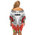 Samoa Siapo Ula Fala Family Matching Off Shoulder Short Dress and Hawaiian Shirt With Ginger Plant White Color LT03 - Polynesian Pride