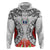 Samoa Siapo Ula Fala Zip Hoodie With Ginger Plant White Color LT03 Zip Hoodie White - Polynesian Pride