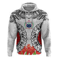 Samoa Siapo Ula Fala Zip Hoodie With Ginger Plant White Color LT03 Pullover Hoodie White - Polynesian Pride