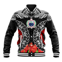 Samoa Siapo Ula Fala Baseball Jacket With Ginger Plant Black Color LT03 Unisex Black - Polynesian Pride