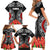 Samoa Siapo Ula Fala Family Matching Short Sleeve Bodycon Dress and Hawaiian Shirt With Ginger Plant Black Color LT03 - Polynesian Pride