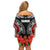 Samoa Siapo Ula Fala Off Shoulder Short Dress With Ginger Plant Black Color LT03 - Polynesian Pride