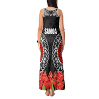 Samoa Siapo Ula Fala Tank Maxi Dress With Ginger Plant Black Color LT03 - Polynesian Pride