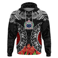 Samoa Siapo Ula Fala Zip Hoodie With Ginger Plant Black Color LT03 Pullover Hoodie Black - Polynesian Pride