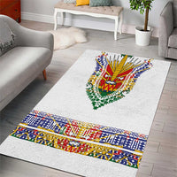 Haiti Flag Traditional Dashiki Area Rug White Color - Polynesian Pride