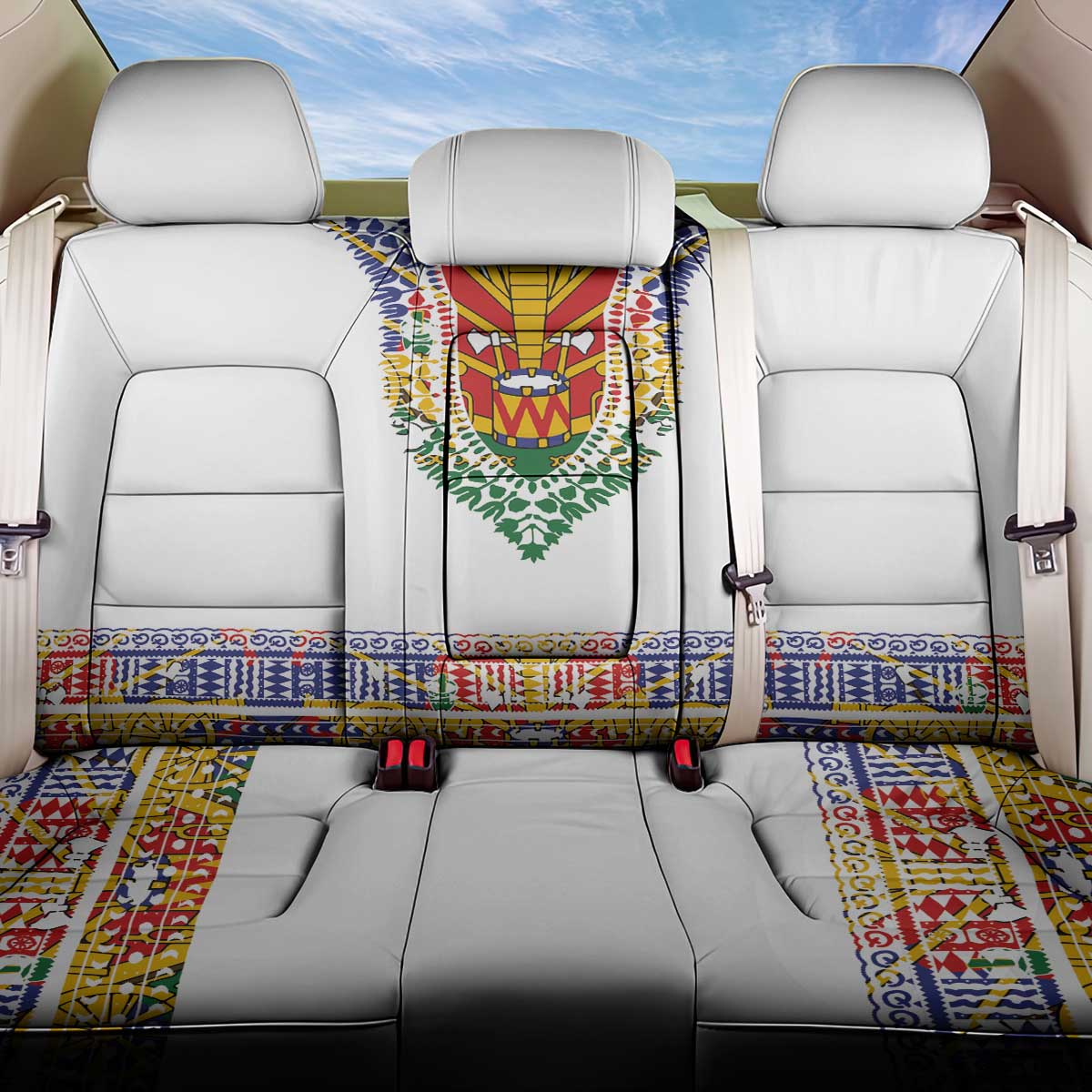 Haiti Flag Traditional Dashiki Back Car Seat Cover White Color - Polynesian Pride