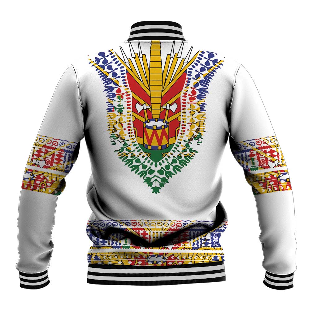 Haiti Flag Traditional Dashiki Baseball Jacket White Color LT03 - Polynesian Pride