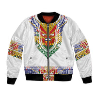Haiti Flag Traditional Dashiki Bomber Jacket White Color - Polynesian Pride
