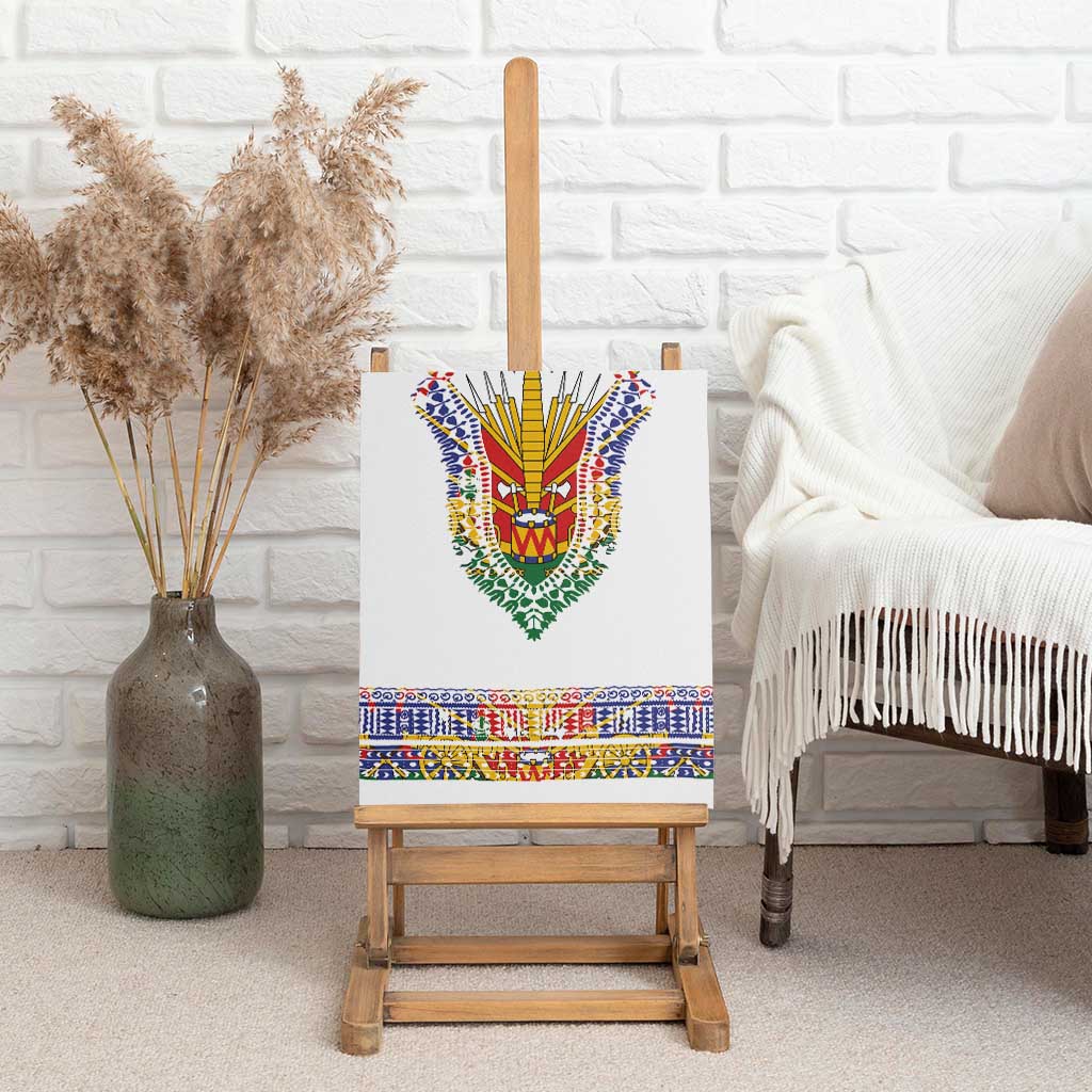 Haiti Flag Traditional Dashiki Canvas Wall Art White Color LT03 - Polynesian Pride