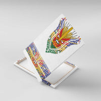 Haiti Flag Traditional Dashiki Canvas Wall Art White Color LT03 With Frame White - Polynesian Pride
