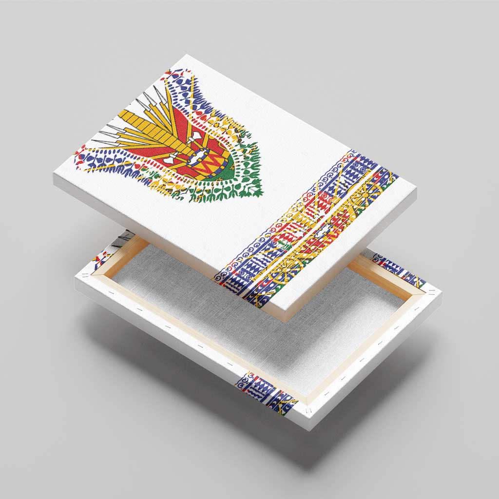 Haiti Flag Traditional Dashiki Canvas Wall Art White Color LT03 - Polynesian Pride