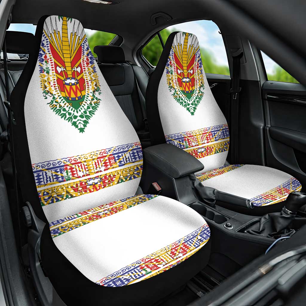 Haiti Flag Traditional Dashiki Car Seat Cover White Color - Polynesian Pride