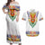 Haiti Flag Traditional Dashiki Couples Matching Off Shoulder Maxi Dress and Hawaiian Shirt White Color - Polynesian Pride
