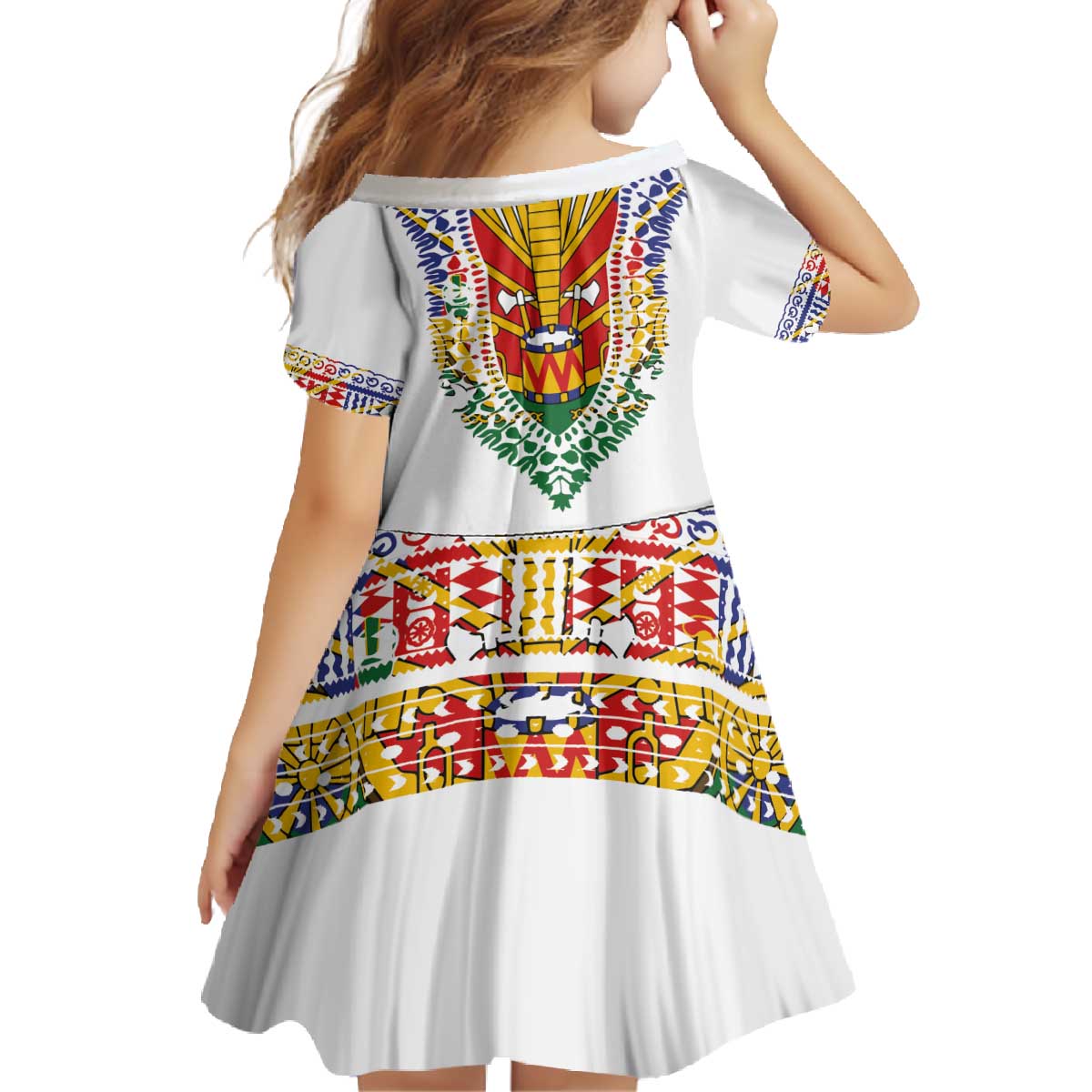 Haiti Flag Traditional Dashiki Family Matching Off The Shoulder Long Sleeve Dress and Hawaiian Shirt White Color - Polynesian Pride