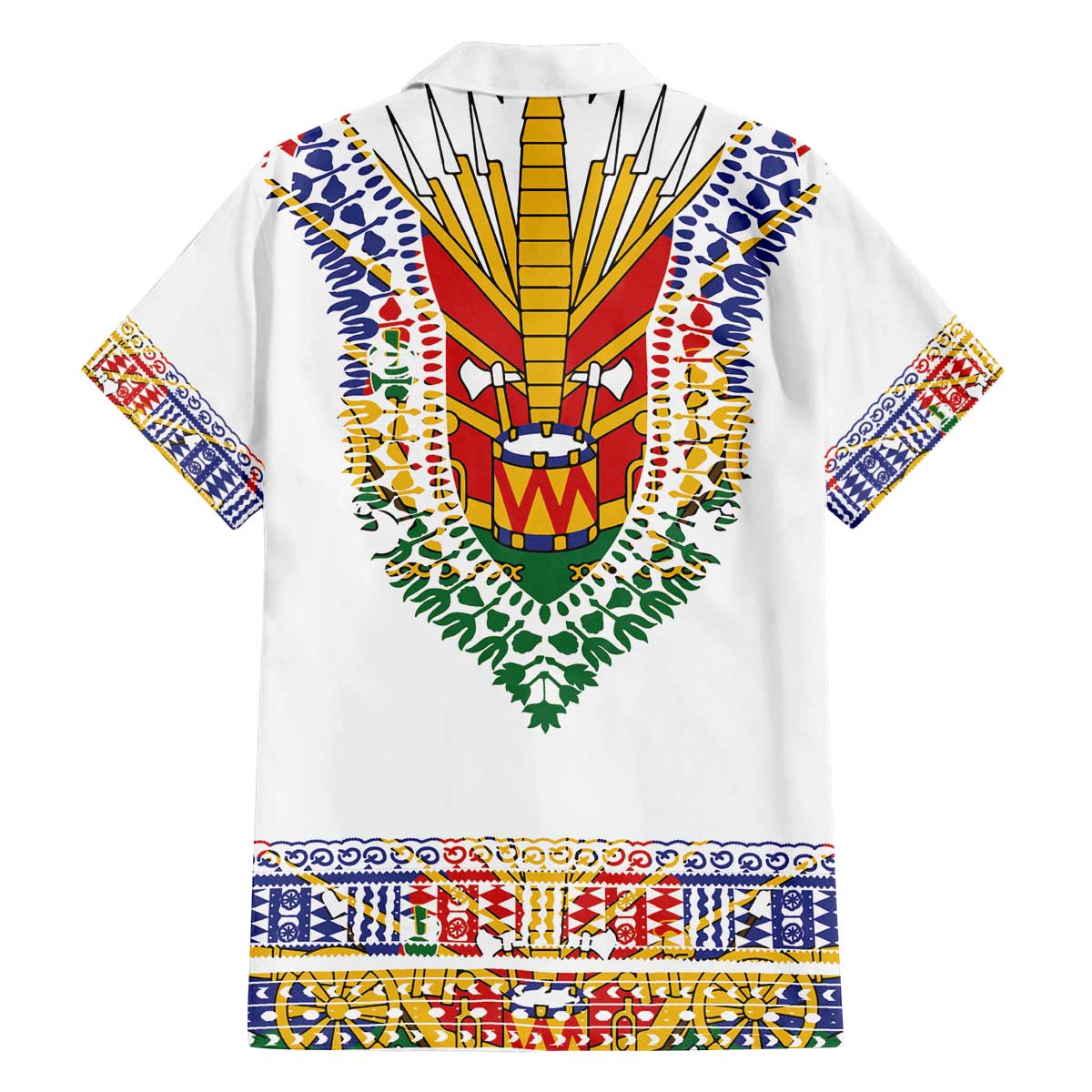 Haiti Flag Traditional Dashiki Family Matching Off The Shoulder Long Sleeve Dress and Hawaiian Shirt White Color - Polynesian Pride